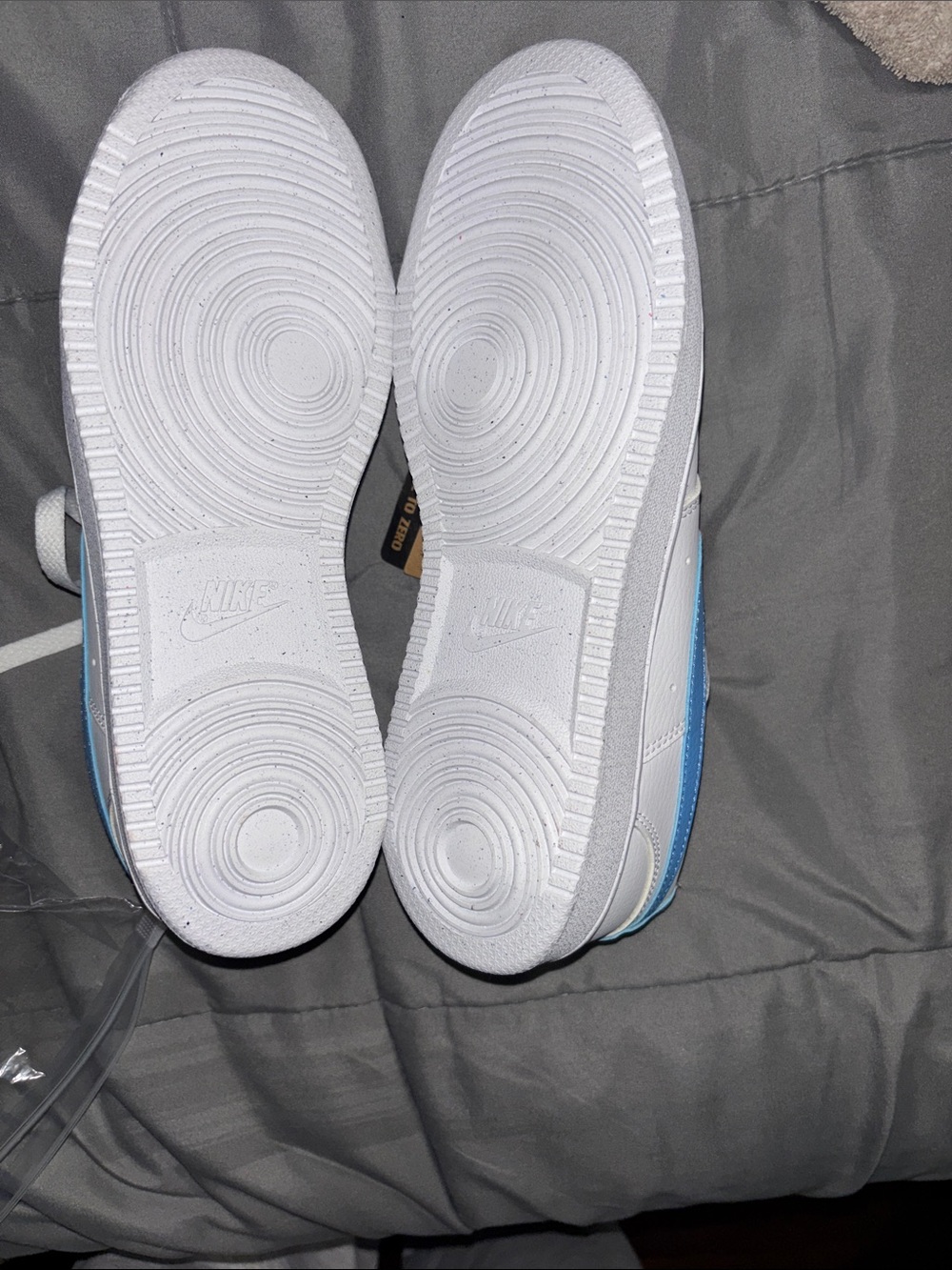 Nike Court White Sneakers with Light Blue Swoosh - Picture 5 of 5